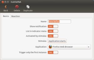 Abbildung 1: In den Einstellungen legen Sie den Stimulus fest, der eine Aktion aktiviert, wie das Starten eines Programms, im Beispiel Firefox.