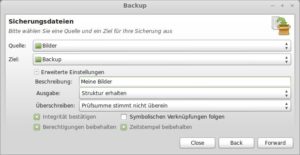 Abbildung 2: Mit diesen Einstellungen würde mintBackup die Dateien einzeln (<code srcset=