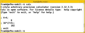 Abbildung 3: APCalc, oder einfach Calc, ermöglicht ein Rechnen im Stil der Programmiersprachen C und C++.