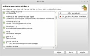 Abbildung 6: Die von mintBackup angelegte Liste der auf dem System installierten Pakete dürfen Sie vor dem Exportieren noch modifizieren.