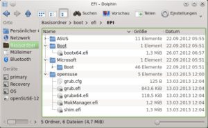 Abbildung 1: Der "EFI"-Ordner auf der EFI-Partition enthält für jedes startfähige Betriebssystem einen Unterordner.