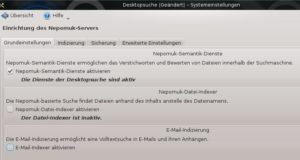 Abbildung 2: Hier schalten Sie den semantischen Desktop Nepomuk, sowie den Datei- oder E-Mail-Indizierer ein.