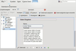 Abbildung 2: Die Kalligra-Datenbankanwendung Kexi ahmt das grafische Datenbankkonzept von Microsoft Access und LibreOffice Base nach. Alle für produktives Arbeiten nötigen Grundfunktionen sind solide umgesetzt.