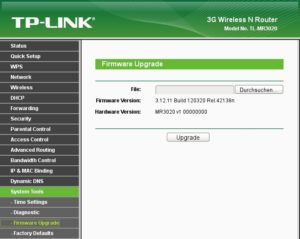 Abbildung 2: OpenWRT laden Sie als Firmware-Update über die originale Weboberfläche auf den TL-MR3020.