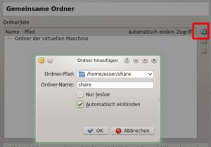 Abbildung 2: Über eine Ordnerfreigabe können Sie Dateien gemeinsam unter Linux und Windows nutzen.