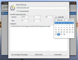 Abbildung 3: In diesem Dialogfenster planen Sie einmalige Aufgaben. Ein kleiner Kalender hilft bei der Wahl des richtigen Datums.