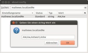 Abbildung 3: Über eine Konfigurationsoption bringen Sie Thunderbird bei, welche Präfixe Antworten markieren.