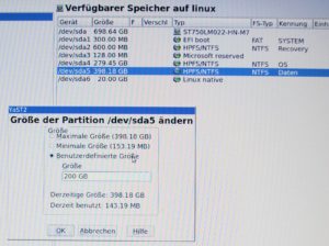 Abbildung 4: Eine Windows-NTFS-Partition können Sie im OpenSuse-Installer bequem verkleinern und damit Platz für Linux schaffen.