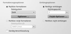 Abbildung 5: Sie müssen mindestens eine Partition mit dem Einhängepunkt "/" anlegen.
