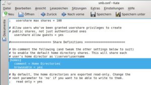 Abbildung 5: Unter Ubuntu ist mehr Handarbeit notwendig, um den Samba-Server zur Kooperation zu überreden.