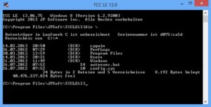 Abbildung 5: Die "Take Command Console" (TCC/LE) bietet nur den klassischen 80 x 25-Zeichen-Modus, kennt aber deutlich mehr Befehle.