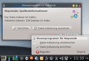 Abbildung 6: Das Nepomuk-Steuerprogramm können Sie über die Kontrollleiste aufrufen.