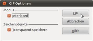 Abbildung 9: Beim Export von GIF-Dateien wählen Sie die beiden Optionen "Interlaced" und "Transparent speichern".