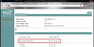 Abbildung 9: Das im Drucker eingebaute Webinterface liefert unter anderem auch die Mac-Adresse.