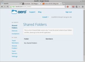 Abbildung 1: Das Web-Frontend von AeroFS dient lediglich zur Verwaltung Ihres Benutzerkontos. Zugriff auf Ihre Daten, wie bei Dropbox, haben Sie dort nicht.