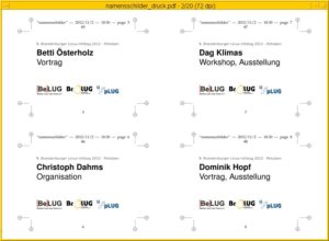 Abbildung 3: Druckvorlagen samt passender Schnittmarken mit wenigen Kommandos – die richtige Toolchain aus Datenbank, Skriptsprache und LaTeX macht es möglich.