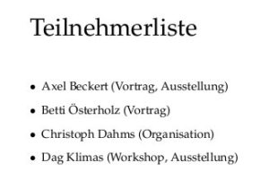 Abbildung 4: Die Teilnehmerliste, erzeugt mit Daten aus dem Pentabarf.