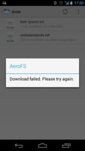 Abbildung 5: Oft endet selbst das Herunterladen kleiner Textdateien vom eigenen Team Server mit nicht weiter ausgeführten Fehlermeldungen.