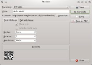 Abbildung 7: KBarcode4-Light bietet weniger Funktionen als Qrencode.