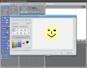 Abbildung 9: Eigene Objekte zeichnet man in Scratch mit dem eingebauten Malprogramm oder importiert sie.