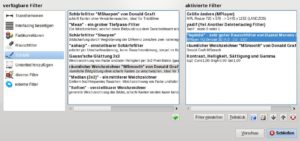 Abbildung 2: Avidemux bringt – übersichtlich angeordnet – viele leistungsstarke Filter mit, über die Sie in vielen Fällen die Qualität der Videos verbessern.