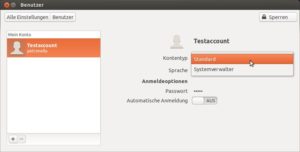 Abbildung 1: Ein Klick, und schon wird aus dem einzigen Benutzerkonto ein Standardaccount ohne Root-Rechte.