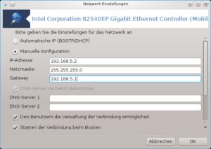 Abbildung 1: Die Einstellung der Client-IP-Adresse nehmen Sie wie hier unter Mageia 3 bequem grafisch vor.