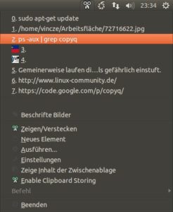 Abbildung 1: Über das Scheren-Symbol in der Systemleiste erhalten Sie einen schnellen Zugriff auf jüngst kopierte Inhalte.