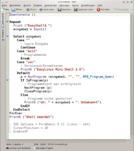 Abbildung 3: Der KDE-Editor Kate erkennt das Dateiformat der PureBasic-Quellcode-Dateien.