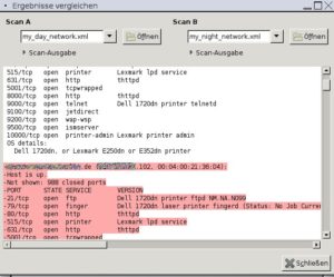 Abbildung 4: Welche Rechner laufen nachts und welche am Tag? Zwei Scans und ein Ndiff erleichtern die Auswertung.