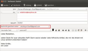 Abbildung 6: Ein neues Drop-down-Menü sortiert gesendete Nachrichten in die Ordner ein.
