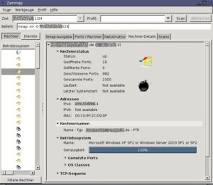 Abbildung 6: Bombige Ansage: Rechnerdetails in Zenmap.