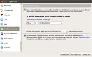 Abbildung 8: Für Skype richten Sie in Windeseile eine Rufumleitung zum Festnetz oder Handy ein.