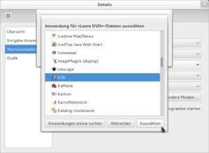 Abbildung 8: Auch auf dem Gnome-Desktop können Sie das KDE-Brennprogramm K3b starten, wenn Sie ein leeres Medium einlegen.