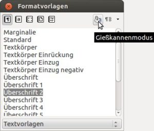 Abbildung 8: Mit dem Gießkannenmodus bringen Sie bequem Absätze per Mausklick ins gleiche Format.