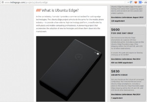 Ubuntu-Edge-Kampagne auf Indiegogo