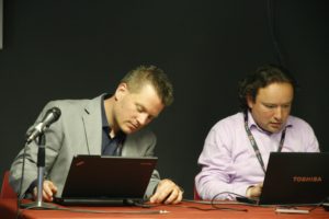Georg Greve und Hans de Raad bei der Vorführung von Kolab 3.1