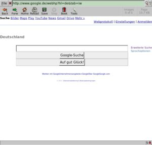 Abb. #: Der Browser Dillo stammt aus einer anderen Zeit. Das spürt man nicht nur an der Optik, sondern auch an seiner eingeschränkten Umsetzung neuerer Webtechniken.