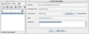 Abb. #: Der schlichte Universal Password Manager verschlüsselt Datensätze aus Benutzernamen, Passwort, einer URL sowie einer Kurzbeschreibung und gibt sie neugierigen Blicken erst nach Eingabe des Master-Passworts frei.