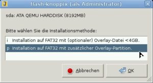 Abbildung 1: Auf großen USB-Sticks können Sie den über die maximal 4 GByte für die Boot-Partition hinausgehenden Platz jetzt als Dateisystem-Overlay für Knoppix nutzen.