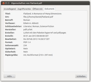 Abbildung 1: Metadaten enthalten zusätzliche Informationen über eine Datei. Sie sehen diese in manchen Fällen im Dateimanager oder – je nach Software – auch PDF-Betrachter.