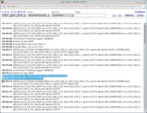 Abbildung 5: Firewall-Log mit Regelwerk.