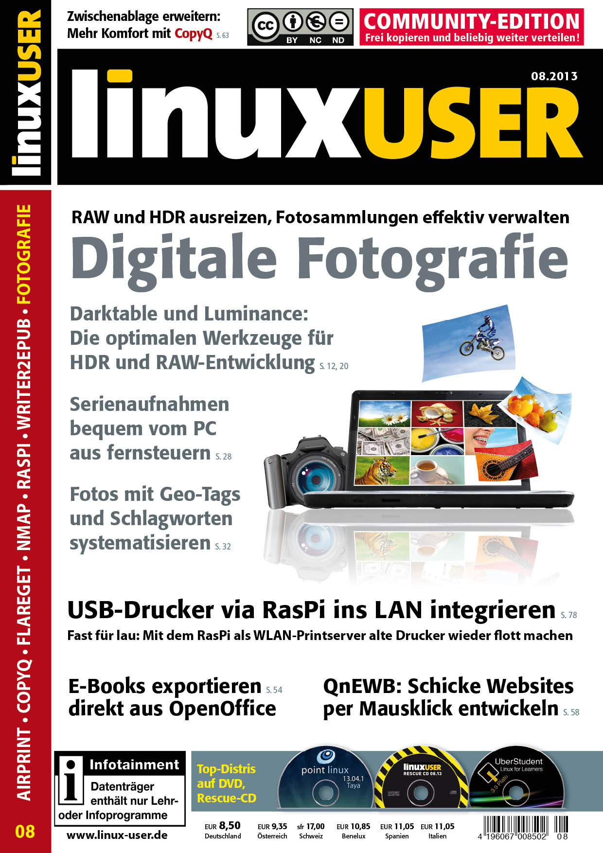 Heftcover LinuxUser Community Edition 08/2013