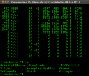 phosphor simuliert einen alten Grünmonitor.