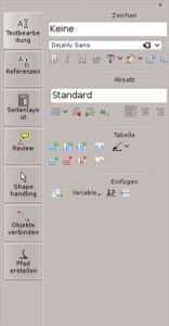 Abbildung 1: Neu seit Calligra 2.6 ist der in Words, Author und Sheets enthaltene Docker <code srcset=