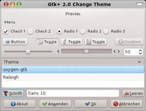 Abbildung 3: Gtk-chtheme: Umkleiden nach Wunsch für GTK 2.