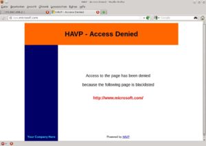 Abbildung 4: HAVP gibt eine Nachricht bei geblockten Webseiten aus.