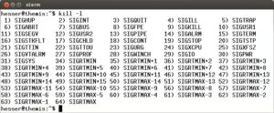 Abbildung 1: Die Liste der bekannten Signale kann auf jedem Linux-System anders aussehen. Wichtig sind nur die Signale mit Nummern unter 32.