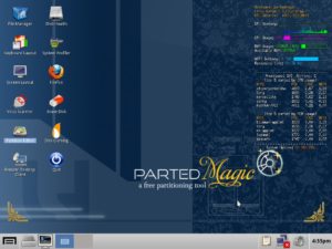 Abbildung 1: Links zu den wichtigsten Programmen hinterlegt Parted Magic bereits als Icons auf dem Desktop.