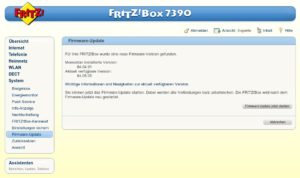 Abbildung 1: Über das Online-Update lässt sich die Firmware im Nu über das Webinterface aktualisieren.